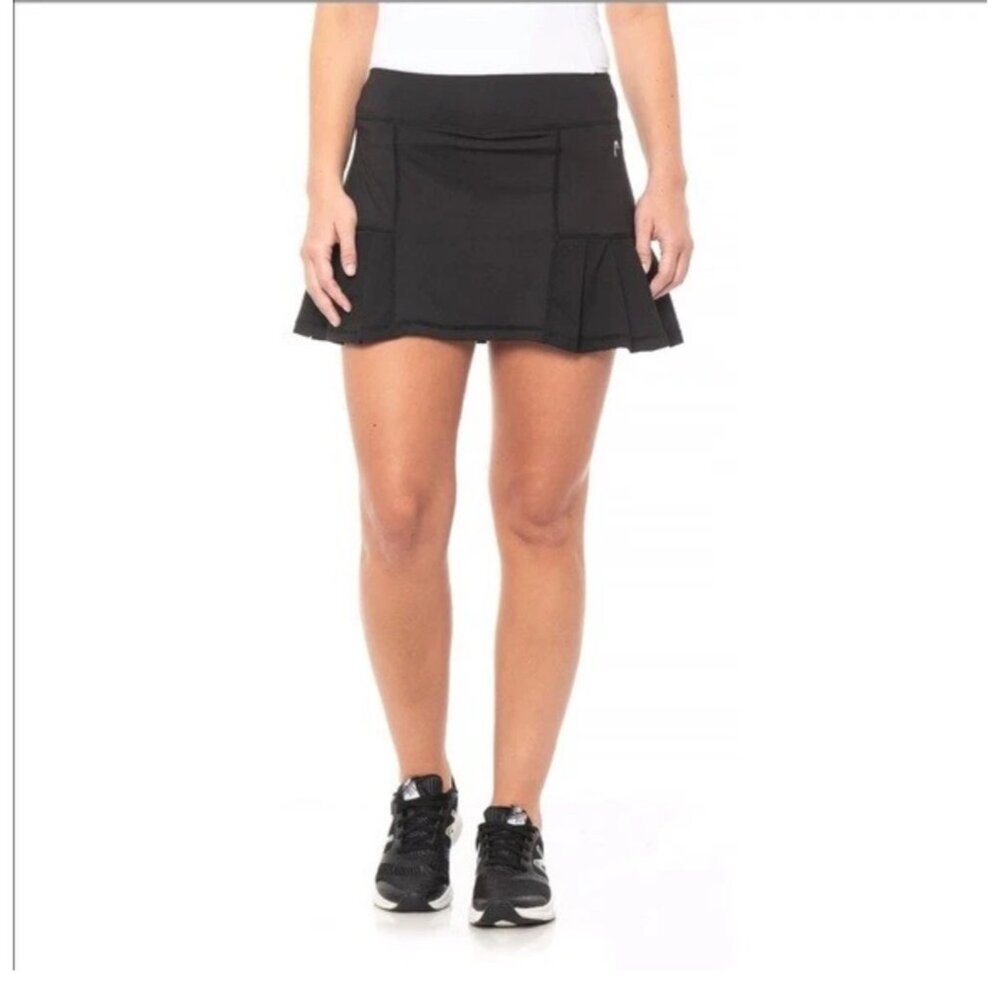 HEAD Black Pleated Mini Tennis Skort With Built-In Shorts & Back Pocket Size S